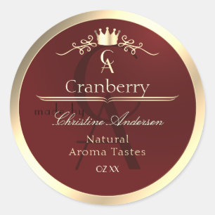 Etiqueta del producto rojo del vino con monograma 