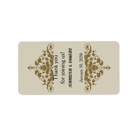 Etiqueta del protector labial del boda del damasco