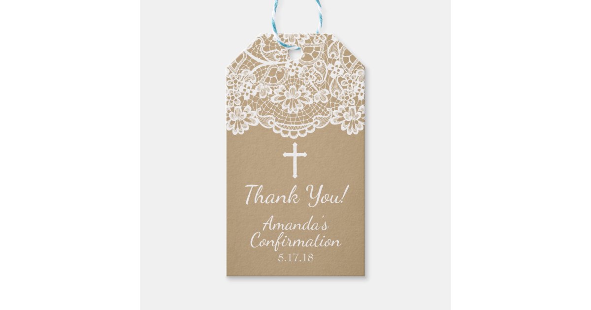 Etiqueta del regalo de la confirmación del cordón | Zazzle.es