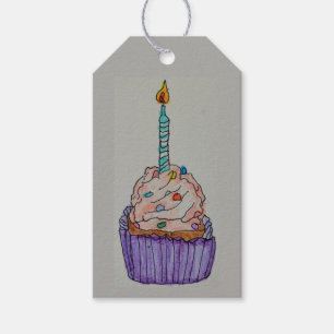 Etiqueta del regalo de la torta de la taza del