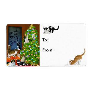 Etiqueta del regalo de Navidad de los gatos del