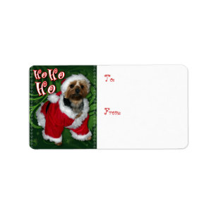 Etiqueta del regalo de Santa Yorkie