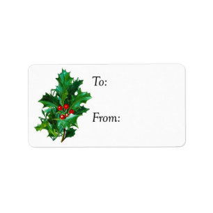 Etiqueta del regalo del acebo del navidad