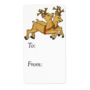 Etiqueta del regalo del vintage de dos renos