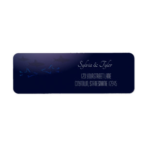 Etiqueta del remite de los tiburones azules