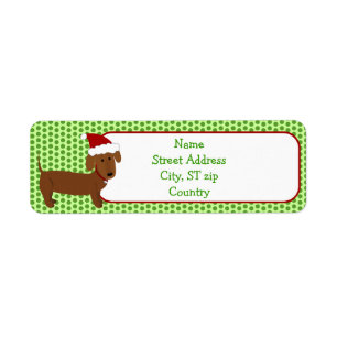 Etiqueta del remite del Dachshund del navidad