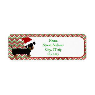 Etiqueta del remite del Dachshund del navidad