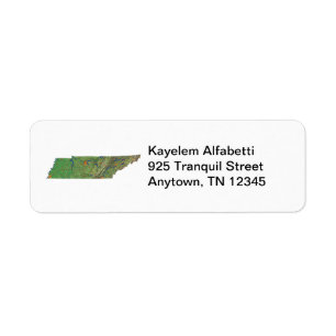 Etiqueta del remite del mapa de Tennessee