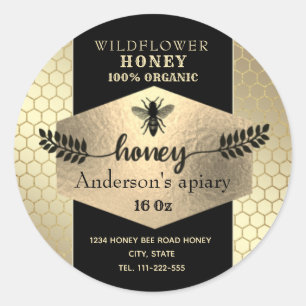 Etiqueta del tarro de miel de abeja de miel de abe