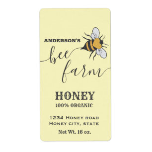 Etiqueta del tarro de miel de abeja del logo de la