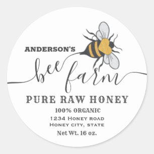 Etiqueta del tarro de miel de abeja del logo de la