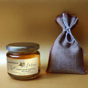 Etiqueta del tarro de miel de abeja del logo de la