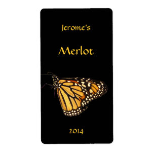 Etiqueta del vino de la mariposa de monarca