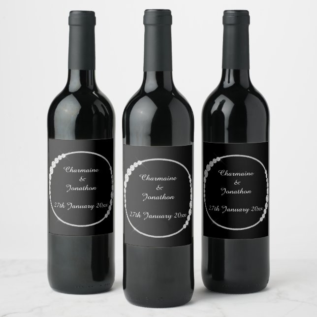 ETIQUETA DEL VINO DE PERSONALIZABLE NEGRO DE DIAMA (Botellas)