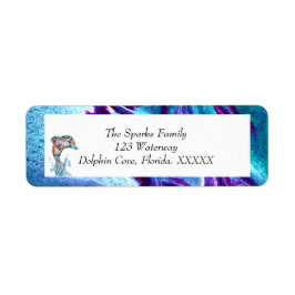 Etiqueta Delfín Colorido De Lápiz De Color Saltando Del Agu