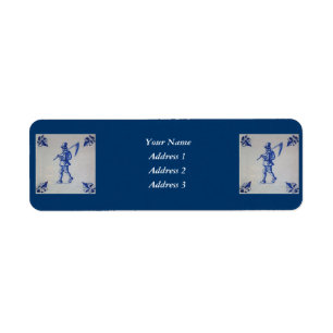 Etiqueta Delft Blue Tile - Plantilla