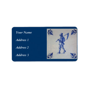 Etiqueta Delft Blue Tile - Plantilla