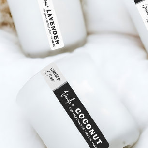 Etiqueta delgada de velas en blanco y negro