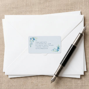 Etiqueta Delicada dirección de boda floral azul de devoluci