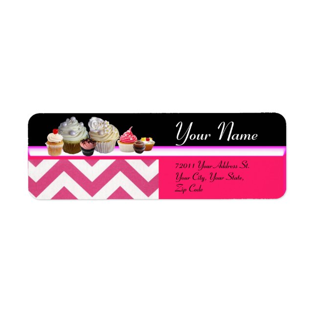 Etiqueta DELICIOSA TIENDA DE CUPCAKES DESIERTOS, Chevron bl (Frente)