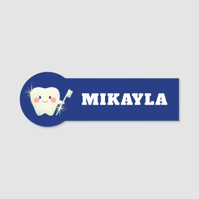 Etiqueta    DentalName feliz de dientes brillantes (Anverso)