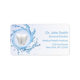Etiqueta Dentista Dental Tooth Water Profesional