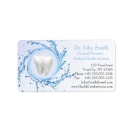 Etiqueta Dentista Dental Tooth Water Profesional