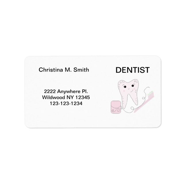 Etiqueta Dentista Diente Rosa (Frente)