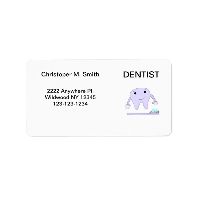 Etiqueta Dentista y cepillo de dientes (Frente)