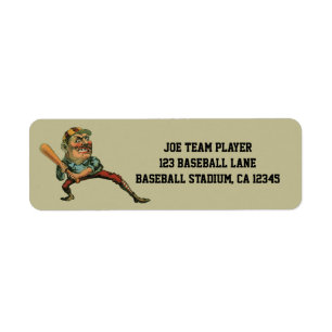 Etiqueta Deportes antiguos, bateador de béisbol enojado