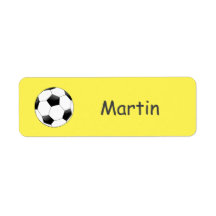 Etiqueta deportiva de fútbol para niños