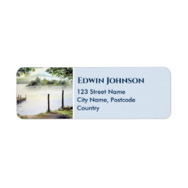 Etiqueta Derwent Water Keswick England Pintado de acuarela