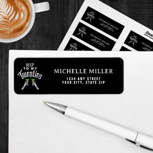 Etiqueta Descanso en blanco y negro por mis 20 años 30