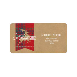 Etiqueta Deseos cálidos Kraft & Tartan Red ID589