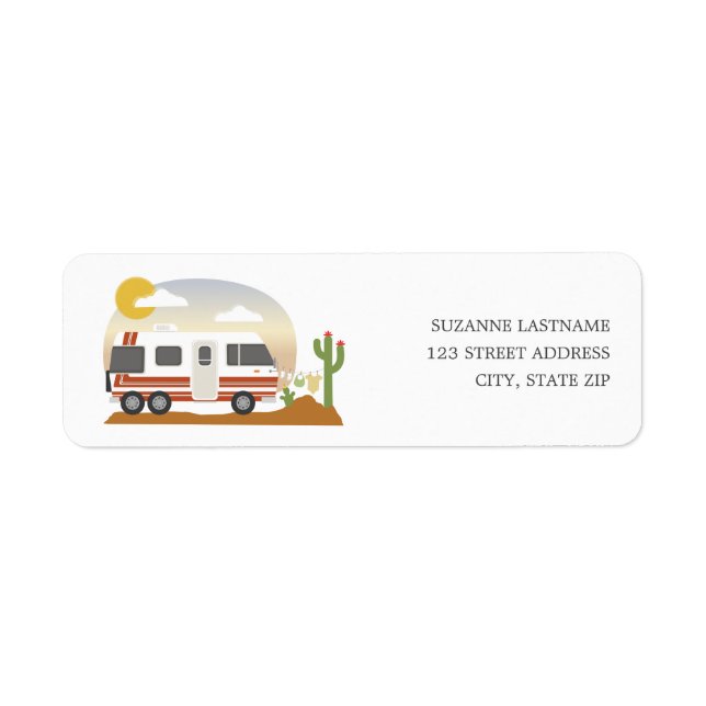 Etiqueta Desert Adventure Retro RV Motorhome Baby Shower (Frente)