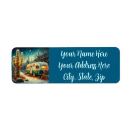 Etiqueta Desierto de Navidades del Camper Vintage Saguaro C