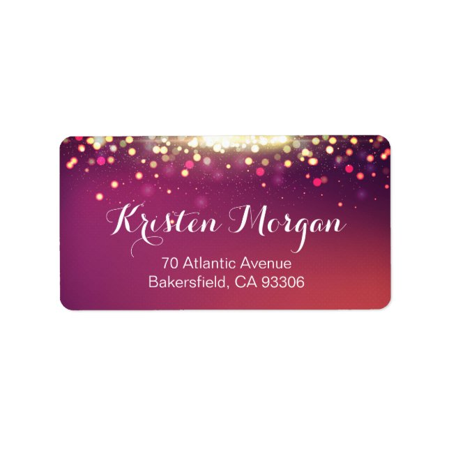 Etiqueta Deslumbrante Glamour Purpurina de oro puntos de de (Frente)