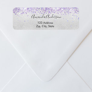 Etiqueta Destello de brillo de violeta plateado dirección d