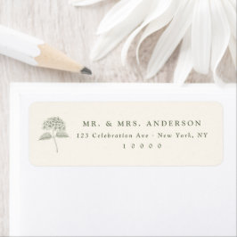 Etiqueta Detalles de Boda Vintage con Hortensias Salvia