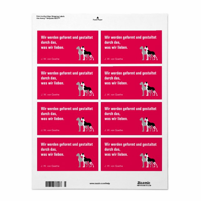 Etiqueta Deutsche Dogge Briefaufkleber (Hoja Entera)