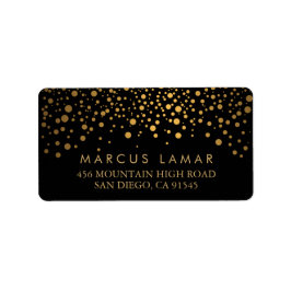 Etiqueta Día de la boda puntos de oro de moda en negro