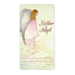 Etiqueta Día de la Madre Ángel Religioso