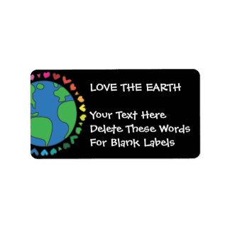 Etiqueta Día de la Madre Tierra Salva El Planeta Corazones