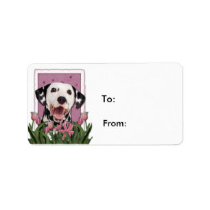 Etiqueta Día de la Madre - tulipanes rosados - Dalmatian
