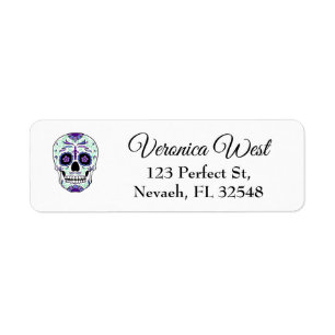Etiqueta Día de Muertos Día de la Calavera del Azúcar