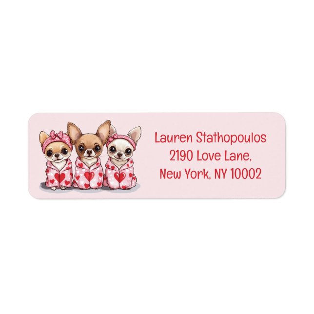 Etiqueta Día de San Valentín Chihuahua Dogs (Frente)