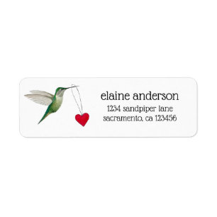 Etiqueta Día de San Valentín Colibrí