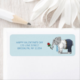 Etiqueta Día de San Valentín de los Elefantes Felices
