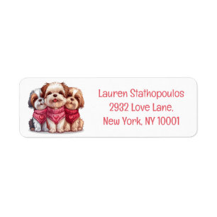 Etiqueta Día de San Valentín Shih Tzu Dogs