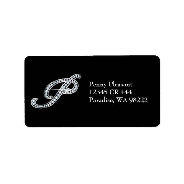 Etiqueta "Diamond Bling" de guión P (Frente)